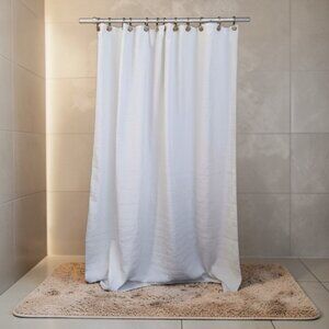 Luxury Hotel White Shower Curtain With Snap in Liner